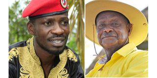 Bobi Wine and Yoweri Museveni.