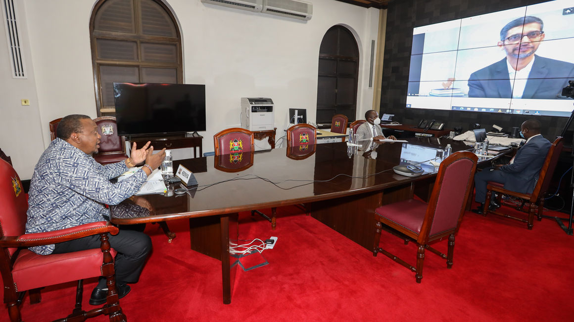 Uhuru Kenyatta and Sundar Pichai.