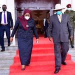 Ugandan President Yoweri Museveni and Tanzanian President Samia Suluhu Hassan.