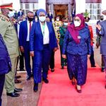 Samia Suluhu and Yoweri Museveni.