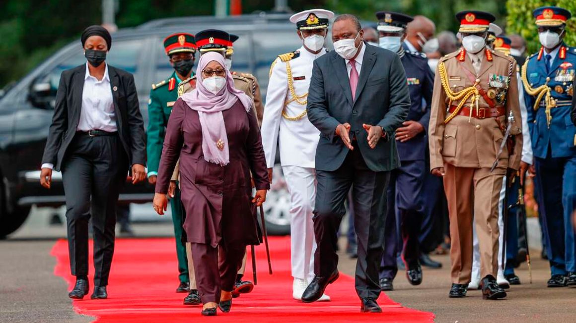 Samia Suluhu Hassan and Uhuru Kenyatta.