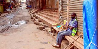 A lone trader with his merchandise