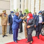 Burundi’s President Évariste Ndayishimiye welcomes Tanzania President Samia Suluhu Hassan