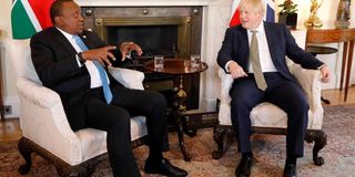 Kenya's President Uhuru Kenyatta with UK Prime Minister Boris Johnson.