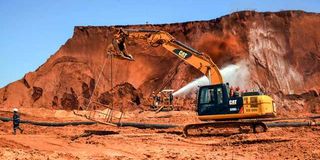 Heavy duty equipment for mining at the Base Titanium Site 