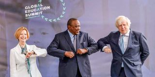 Australia’s former prime minister Julia Gillard, Kenya’s President Uhuru Kenyatta and Britain’s PM Boris Johnson