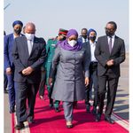 Tanzania's President Samia Suluhu Hassan arrives in Rwanda.