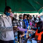 Zambians queue at a polling station in the capital Lusaka 