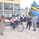 EAC Secretary General Peter Mathuki launches the 2021 bicycle tour at EAC Secretariat in Arusha, Tanzania.