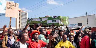 Supporters of Zambian President-elect Hakainde Hichilema.