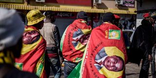 Supporters of Zambian president-elect Hakainde Hichilema.