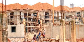 Residential houses being constructed in Wakiso District in central Uganda.