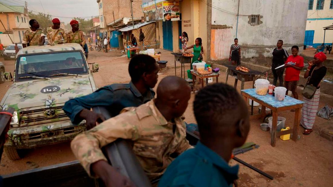 South Sudanese police on patrol. 