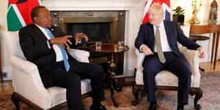 Kenya's President Uhuru Kenyatta with UK Prime Minister Boris Johnson.