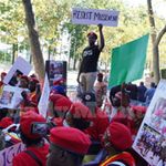 Uganda opposition supporters protest outside the United Nations headquarters in New York. 