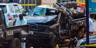 Uganda police investigate Kampala explosion.