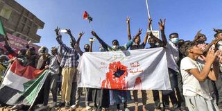 Sudanese anti-coup protesters