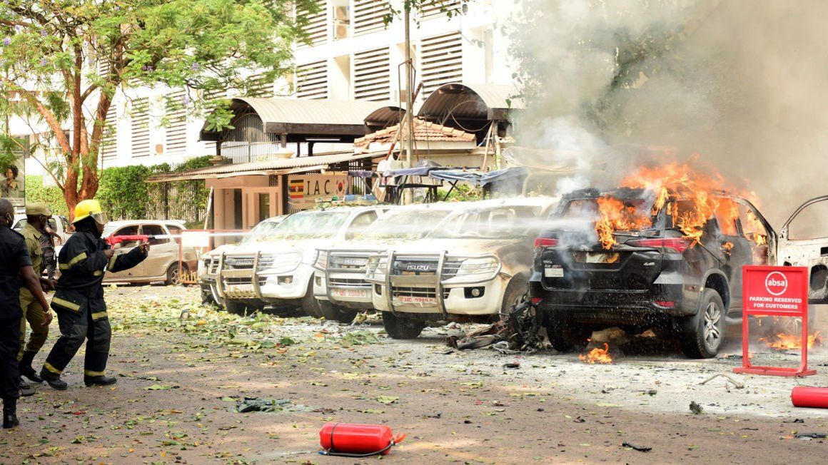 Bomb explosion in Kampala, Uganda.