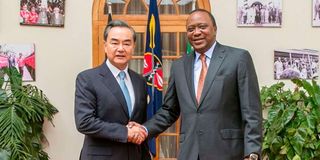 President Uhuru Kenyatta with Chinese Foreign Minister Wang Yi