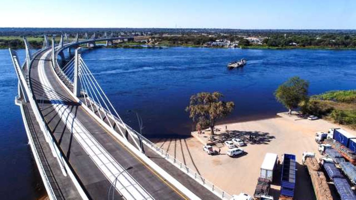 The newly built Kazungula bridge over the Zambezi river in Kazungula, Botswana, on May 10, 2021.