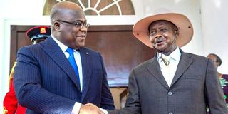 DR Congo President Felix Tshisekedi and Uganda’s President Yoweri Museveni