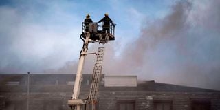 South Africa National Assembly building on fire.