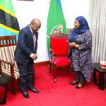 Tanzania's National Assembly Speaker Job Ndugai and President Samia Suluhu Hassan.