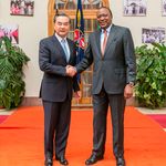 China's Foreign Minister Wang Yi with Kenyan President Uhuru Kenyatta.