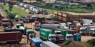 Trucks pile up at Malaba border point.