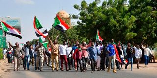 Sudanese anti-coup protesters.