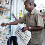 A newspaper vendor