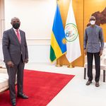 Adonia Ayebare, Uganda’s Ambassador and Permanent Representative to the UN, with Rwanda's President Paul Kagame.