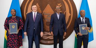 Total Energies CEO Patrick Pouyanné and Rwandan President Paul Kagame.