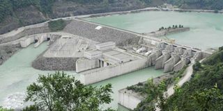 The Julius Nyerere dam on the Rufiji River in Tanzania.