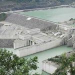 The Julius Nyerere dam on the Rufiji River in Tanzania.