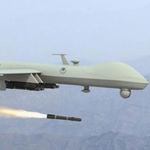 A drone firing a missile.
