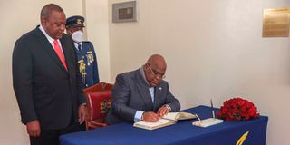 Kenya's President Uhuru Kenyatta with DR Congo President Felix Tshisekedi.