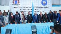 Somali legislators take oath of office in Mogadishu on April 14, 2022.