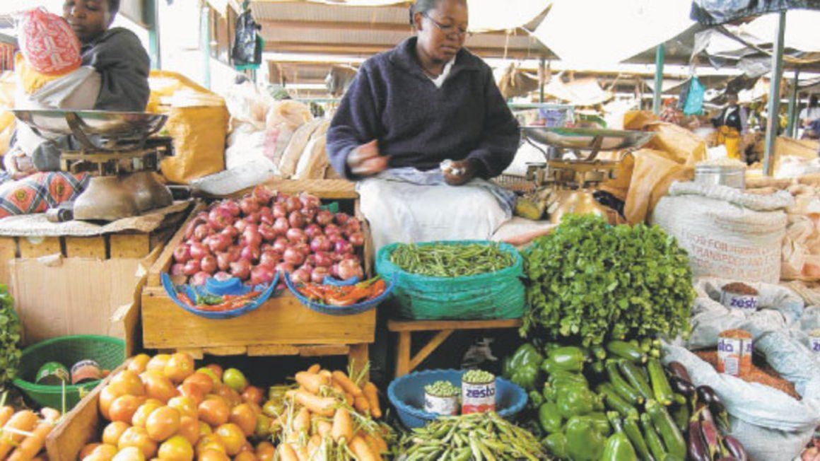 A grocery stall at a market in Kenya.