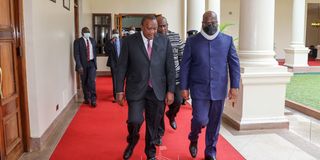 Presidents Uhuru Kenyatta and Felix Tshisekedi.