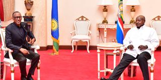 Presidents Paul Kagame and Yoweri Museveni.
