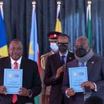 Presidents Uhuru Kenyatta, Paul Kagame and Felix Tshisekedi.