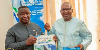 Sierra Leone President Julius Maada Bio and Vice President Mohamed Juldeh Jalloh.