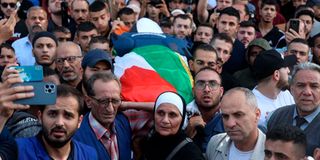 Veteran Al Jazeera Palestinian journalist Shireen Abu Aqleh's funeral on May 11, 2022.