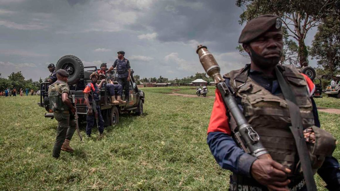 Soldiers on patrol in eastern Democratic Republic of Congo.