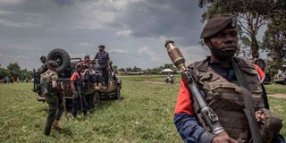 Soldiers on patrol in eastern Democratic Republic of Congo.