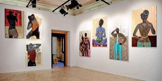 Paintings by Collin Sekajugo at the Venice Biennale Arte 2022.