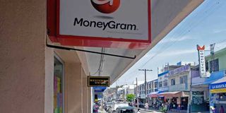 A sign of international money transfer system MoneyGram.