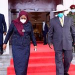 Presidents Samia Suluhu Hassan (Tanzania) and Yoweri Museveni (Uganda).