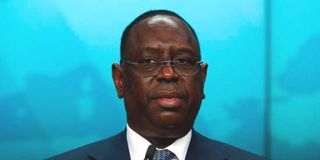 Senegal's President Macky Sall in Brussels on February 18, 2022.